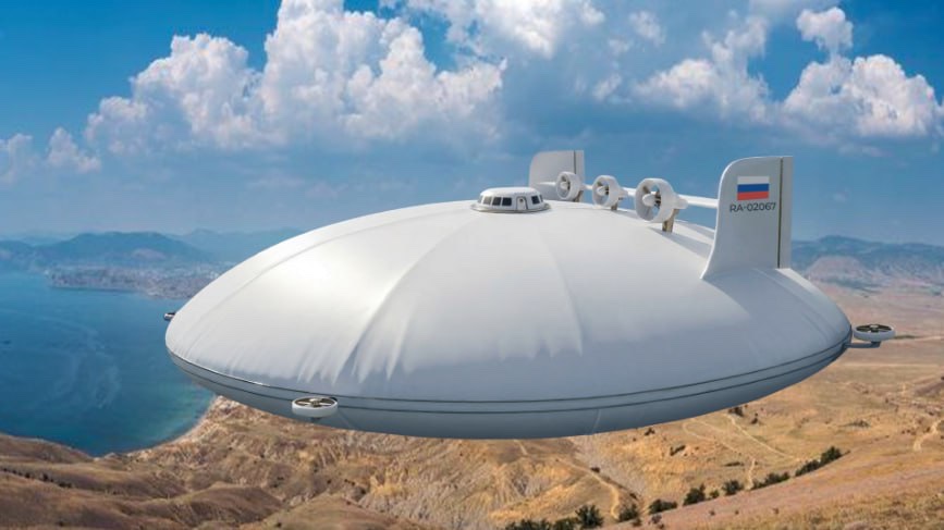 3D-визуализация дирижабля над побережьем — проект студии OPEN SPACE