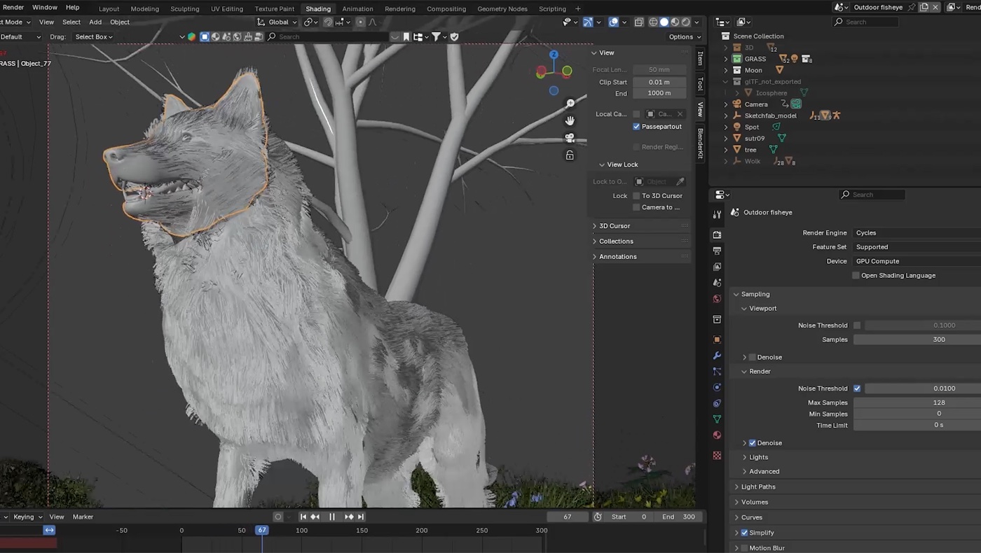 3D-модель волка в Blender, процесс работы — проект студии OPEN SPACE